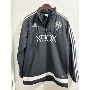 Adidas Seattle Sounders GK Black Fleece 1/2 Zip Climawarm Large MLS Jacket
